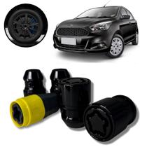Kit Trava Porca Roda Antifurto Cabeça Giratória Preto Ford KA