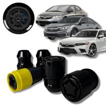Kit Trava Porca Roda Antifurto Cabeça Giratória Preto Honda Civic Kit Trava Porca Roda Antifurto Cabeça Giratória Preto Honda Civic