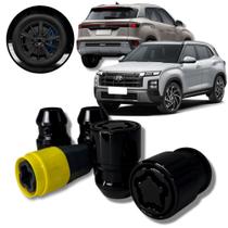Kit Trava Porca Roda Antifurto Cabeça Giratória Preto Hyundai Creta 2025