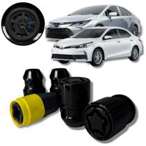 Kit Trava Porca Roda Antifurto Cabeça Giratória Preto Toyota Corolla 2019 2020