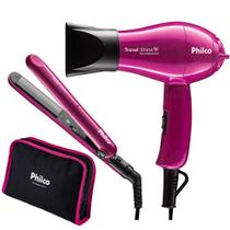 Kit Travel Shine Prancha + Secador 1000W Rosa Bivolt -Philco