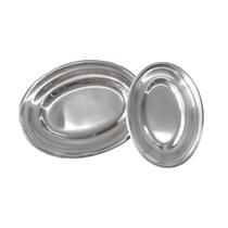 Kit Travessa Oval Rasa 20cm e 25cm Em Aço Inox - 2 pçs