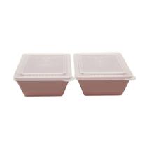 Kit Travessa Stillo P Com Tampa Vemplast 2 Peças Rosé