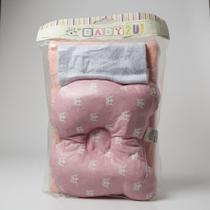 Kit Travesseiro Anti Sufocante RN com Fronha Anti Refluxo RN Menina/Menino Conforto e Segurança Cor:Rosa Claro