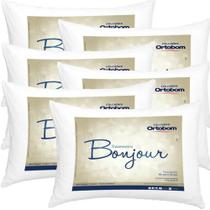 Kit Travesseiro Bonjour Ortobom - Kit com 6 Unidades 50x70 - Fibra Siliconizada - SUPER MACIOS