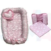 Kit Travesseiro E Rolinho E Ninho Redutor Nuvem Rosa Kit Travesseiro E Rolinho E Ninho Redutor Nuvem Rosa