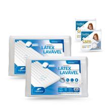 Kit Travesseiro Látex Lavável New Performance Fibrasca mais Capa Protetora