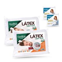 Kit Travesseiro Latex Light Alto Duoflex mais Capas Protetoras