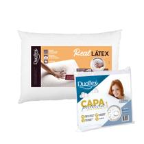 Kit Travesseiro Real Látex Alto + Capa Com Zíper