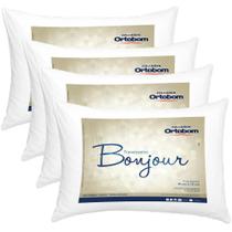 Kit Travesseiros 04 Peças Bonjour Fibra Siliconizada em Microfibra 70cm x 50cm - Ortobom