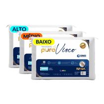Kit Travesseiros 3 Puro Visco Alto, Médio e Baixo Sonos