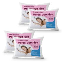 Kit Travesseiros LuckBaby 4 Peças 100% 200 Fios 50x70
