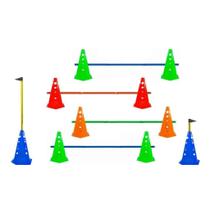 kit Treinamento Funcional 4 Cone Com Furo + 2 Barreira Exercicio Agilidade Equilibrio