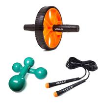 Kit Treinamento Funcional Roda Abdominal, Corda de Pular e Halter 1kg Kit Treinamento Funcional Roda Abdominal, Corda de Pular e Halter 1kg
