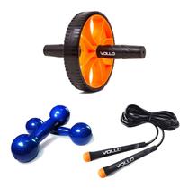 Kit Treinamento Funcional Roda Abdominal, Corda de Pular e Halter 3kg Kit Treinamento Funcional Roda Abdominal, Corda de Pular e Halter 3kg