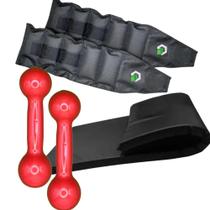 Kit Treine em Casa - Colchonete + Par de Tornozeleira 1 Kg + Par de Halteres de 1 Kg