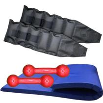 Kit Treine em Casa - Colchonete + Par de Tornozeleira 1 Kg + Par de Halteres de 1 Kg