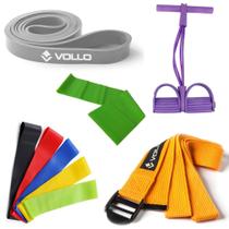 Kit Treino Academia Fisioterapia Mini Band Faixa Elastica Fita Alongamento - 5peças