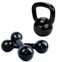 Kit treino aeróbico - kettlebell 4kg + par halter 3kg