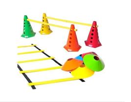 Kit Treino Agilidade 10 Chapéu Chinês + Escada + Barreiras