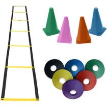 Kit Treino Agilidade Funcional 5 cones 5 chapeu chines 1 escada