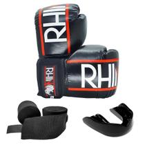 Kit Treino Boxe Kickboxing Rhino com Luva - Bandagem - Bucal Kit Treino Boxe Kickboxing Rhino com Luva - Bandagem - Bucal