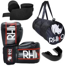 Kit Treino Boxe Rhino 14oz - Luva Boxe - Bandagem - Bucal - Bolsa Esportiva - Spank