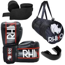 Kit Treino Boxe Rhino 14oz - Luva Boxe - Bandagem - Bucal - Bolsa Esportiva