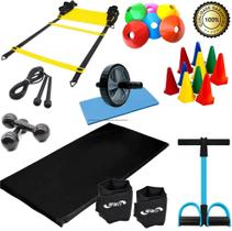 Kit Treino Casa One Life Sports Escada 4,5m Cones Pratos Corda Roda Abdominal Funcional Kit Treino Casa One Life Sports Escada 4,5m Cones Pratos Corda Roda Abdominal Funcional