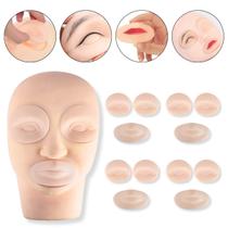 Kit Treino Cílios Make Cabeça Silicone 5 Moldes Olhos Boca Micropigmentação Alongamento de Cilios Maquiagem Profissional