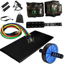 Kit Treino Colchonete Kit 11 Peças Caneleira 1kg Roda Abdominal