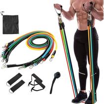 Kit Treino Elástico Extensor 11 Peças Musculação