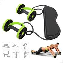 Kit Treino em Casa Rolo de Abdominal com Elásticos Revoflex Xtreme Aparelho Fitness de Exercícios em Casa