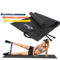 Kit Treino Fitness Atrio ES357 Corda + Elástico + Tapete Kit Treino Fitness Atrio ES357 Corda + Elástico + Tapete