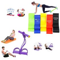 Kit Treino Funcional em Casa Com 5 Mini Band + Elástico extensor de Pé Academia