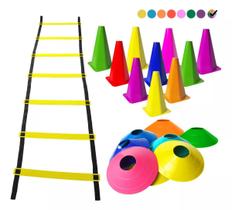 Kit Treino Funcional Futebol Agilidade Cones Pratos e Escada