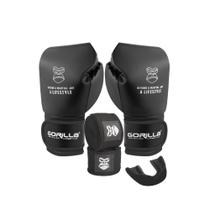 Kit Treino Gorilla Luva Boxe Profissional12 Oz boxe, Bandagem Elástica, Protetor Bucal Moldável