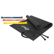 Kit Treino Tapete Corda 3 Mini Thera Bands Faixa Fita Elástica Fitness Academia Alongamento Yoga