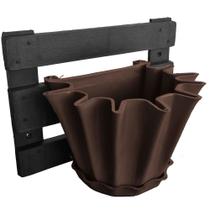 Kit Treliça e Vaso de parede - Jardim Vertical - Plástico reciclado - Treliça Preto