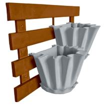 Kit Treliça e Vasos de parede - Jardim Vertical - Plástico reciclado - Treliça Argila