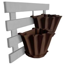 Kit Treliça e Vasos de parede - Jardim Vertical - Plástico reciclado - Treliça Branco