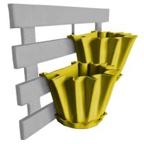 Kit Treliça e Vasos de parede - Jardim Vertical - Plástico reciclado - Treliça Branco