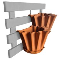 Kit Treliça e Vasos de parede - Jardim Vertical - Plástico reciclado - Treliça Branco - JR Injetados