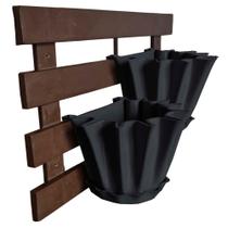 Kit Treliça e Vasos de parede - Jardim Vertical - Plástico reciclado - Treliça Marrom