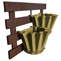 Kit Treliça e Vasos de parede - Jardim Vertical - Plástico reciclado - Treliça Marrom