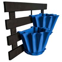 Kit Treliça e Vasos de parede - Jardim Vertical - Plástico reciclado - Treliça Preto