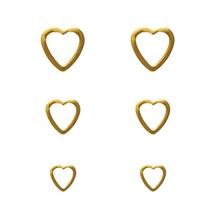 Kit Três Brincos de Coração Folheado em Ouro 18K Softjoias