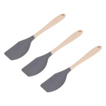 Kit Três Espátulas Arredondadas Bicolor Cinza e Creme Weck