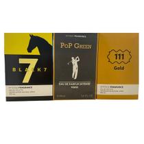 Kit tres perfumes masculino sabedoria marcante e envolvente black7,pop gold e 111 gold Kit tres perfumes masculino sabedoria marcante e envolvente black7,pop gold e 111 gold