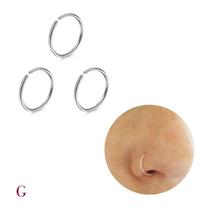 Kit Três Piercings Falsos Nariz ou Orelha - Banhado Prata